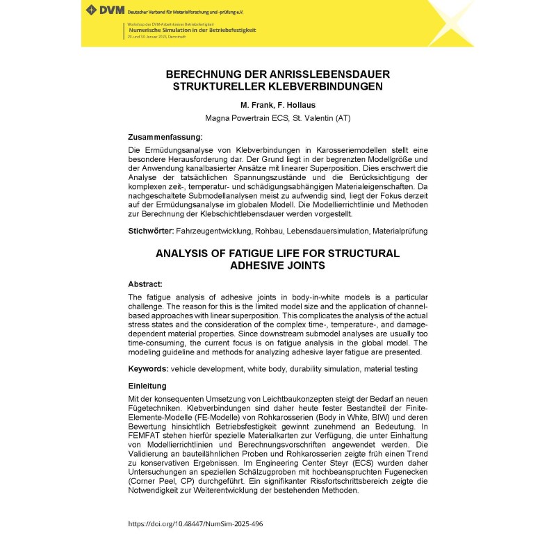 ANALYSIS OF FATIGUE LIFE FOR STRUCTURAL ADHESIVE JOINTS